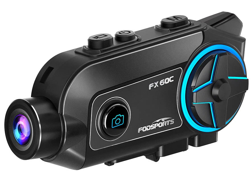 Fodsports FX60C Motorcycle Bluetooth Intercom – 4K Camera & 10-Rider
