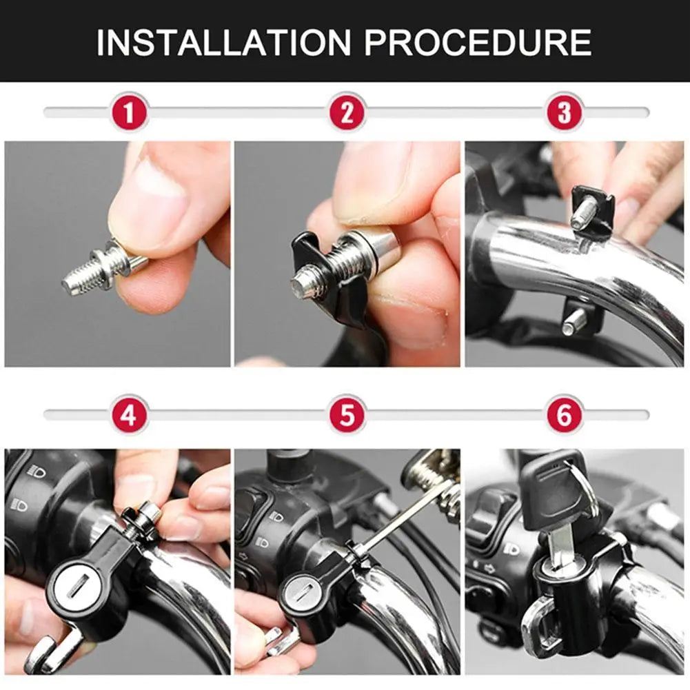 Helmet Lock for Motorcycle Scooter Atv Bicycle Universal Security Anti-theft Handlebar Lock 20mm-26mm with Keys Handle Locks