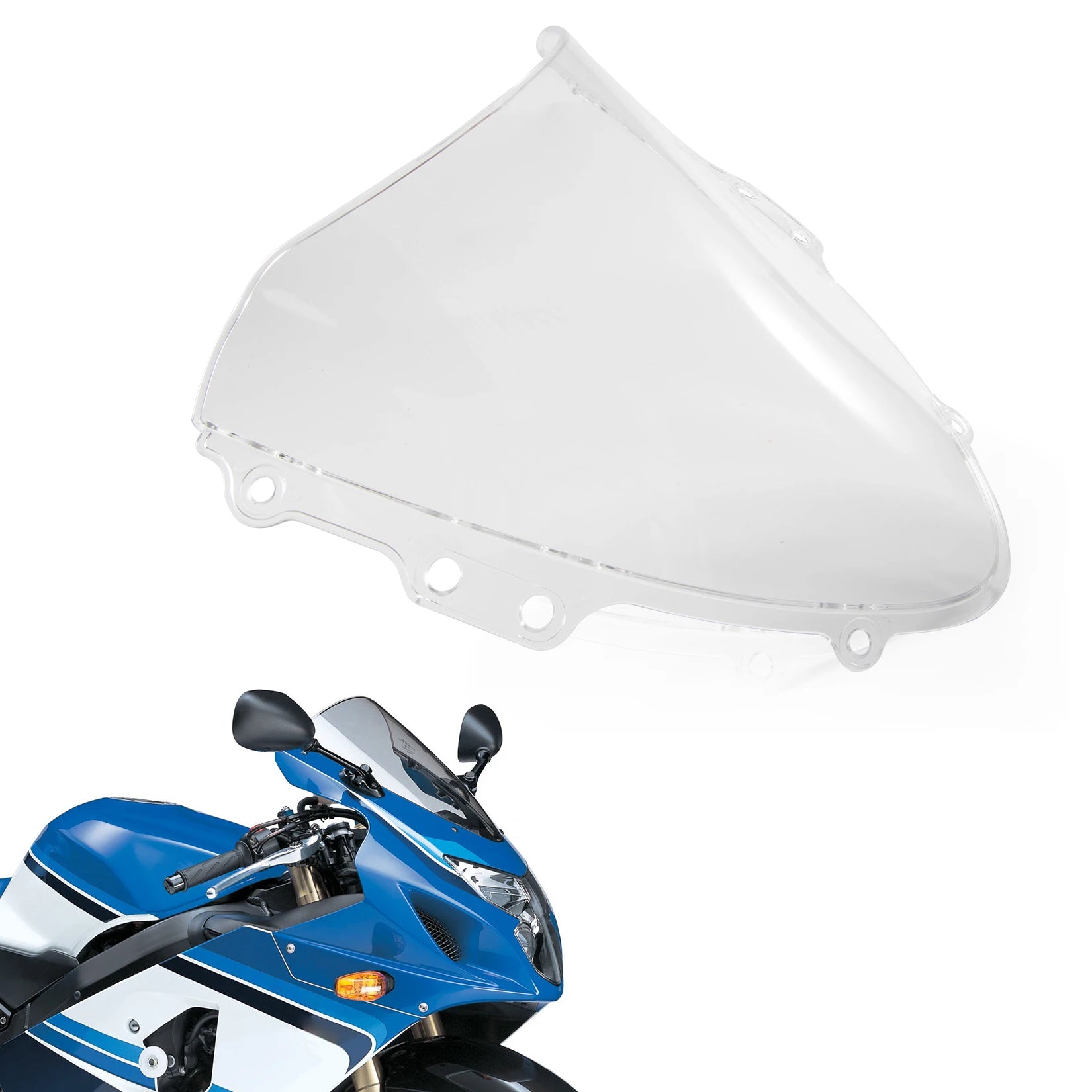 Motorcycle Windshield Windscreen Double Bubble Airflow Wind for Suzuki GSXR600 GSXR750 K4 K5 2004-2005 GSX-R 600 750 2004 2005 – ABS Plastic Black Clear Wind Deflector
