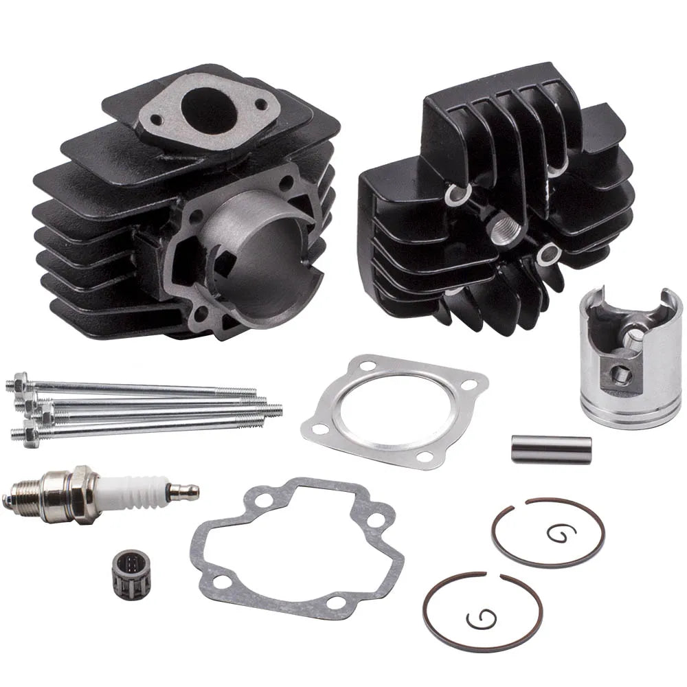 Cylinder Piston Barrel Kit With Gaskets Plug&Studs for Yamaha PW50 Piwee 50 1986	Cylinder Engine Piston Gasket