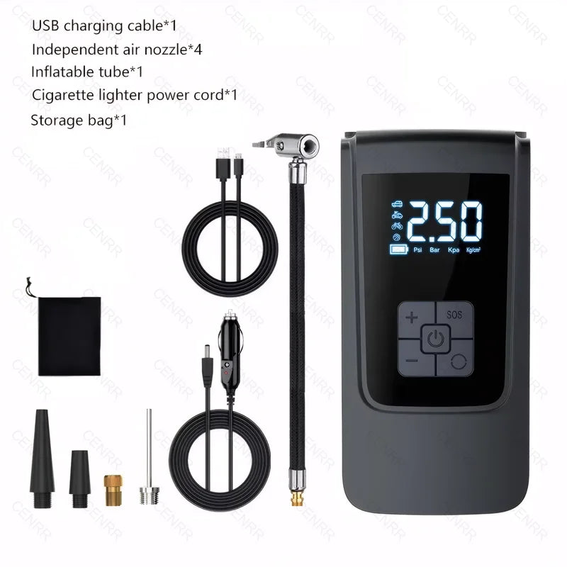 Portable Air Compressor – Wireless Tire Inflator with LCD Display