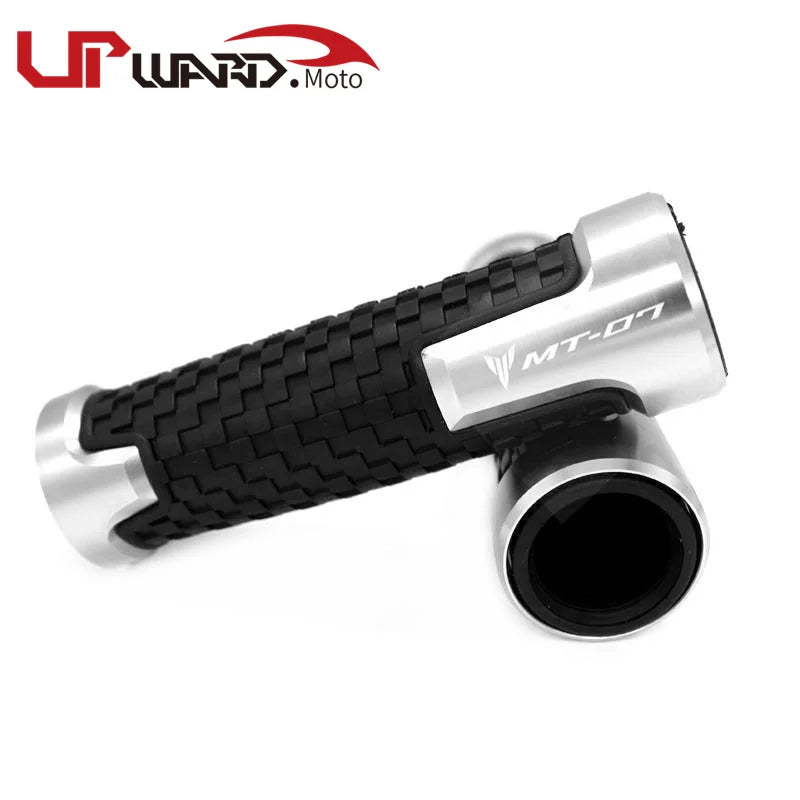 Yamaha MT-07 FZ-07 CNC Billet Aluminum Motorcycle Handlebar Grips 7/8" 22mm Universal Anti-Slip Rubber End Grips for MT07 FZ07 2014 2015 2016 2017 2018 2019 – 7 Colors (1 Pair)