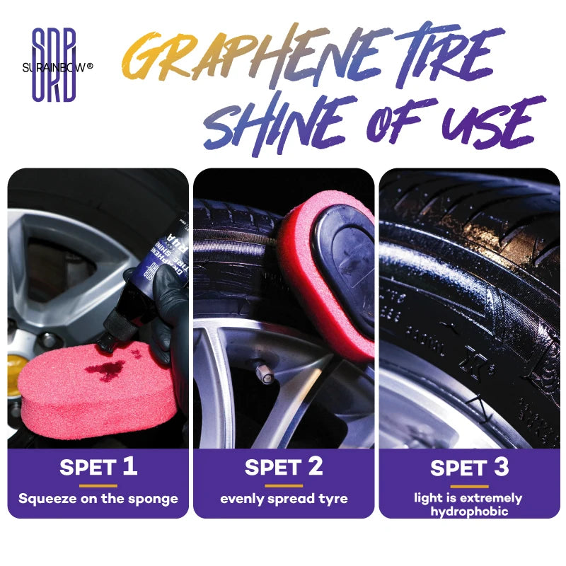 Graphene Acrylic Tire Shine Spray Coating – No Sling Long-Lasting Deep Black UV Protection Dirt Repellent – 100ml / 473ml – $10–42