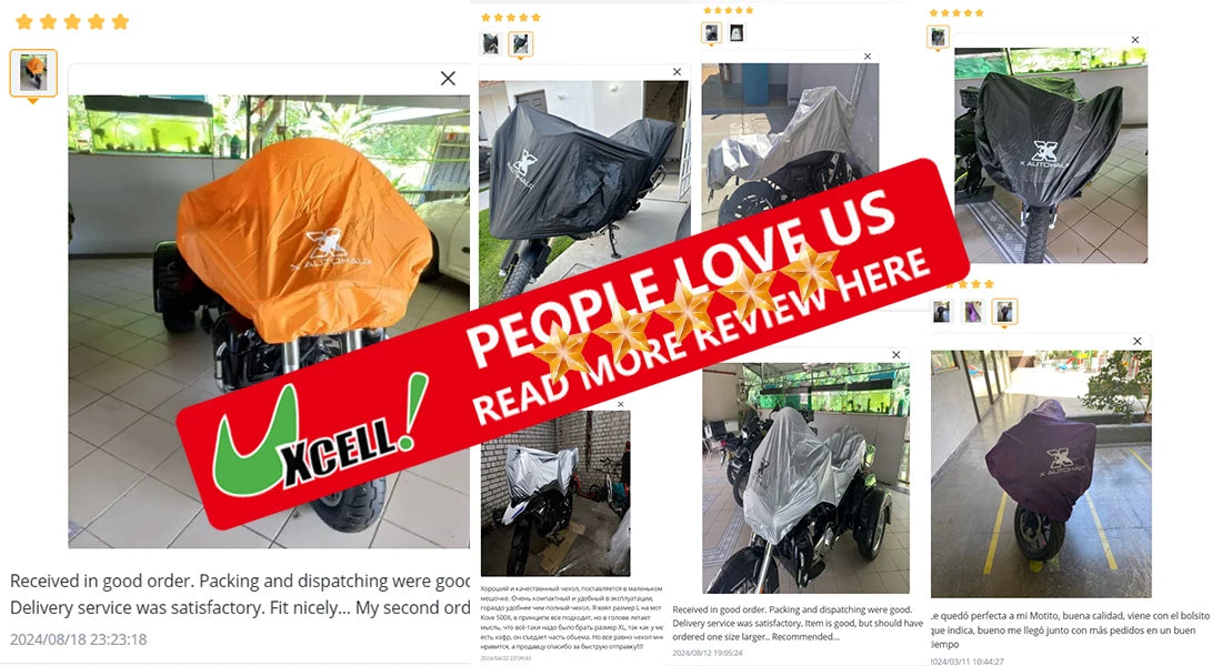 X Autohaux 210T Half Motorcycle Cover Travel Waterproof Outdoor Dustproof Rain Dust Anti UV Motor Scooter Protector Cover M L XL – 210T Polyester PU Silver Adjustable Elastic Band with Carry Bag