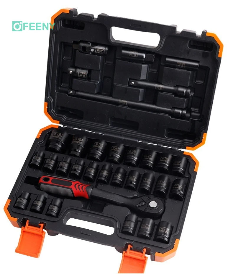 32-Piece Chrome Vanadium Steel Socket Wrench Set – Auto / Car / Truck / Motorcycle Repair – $140