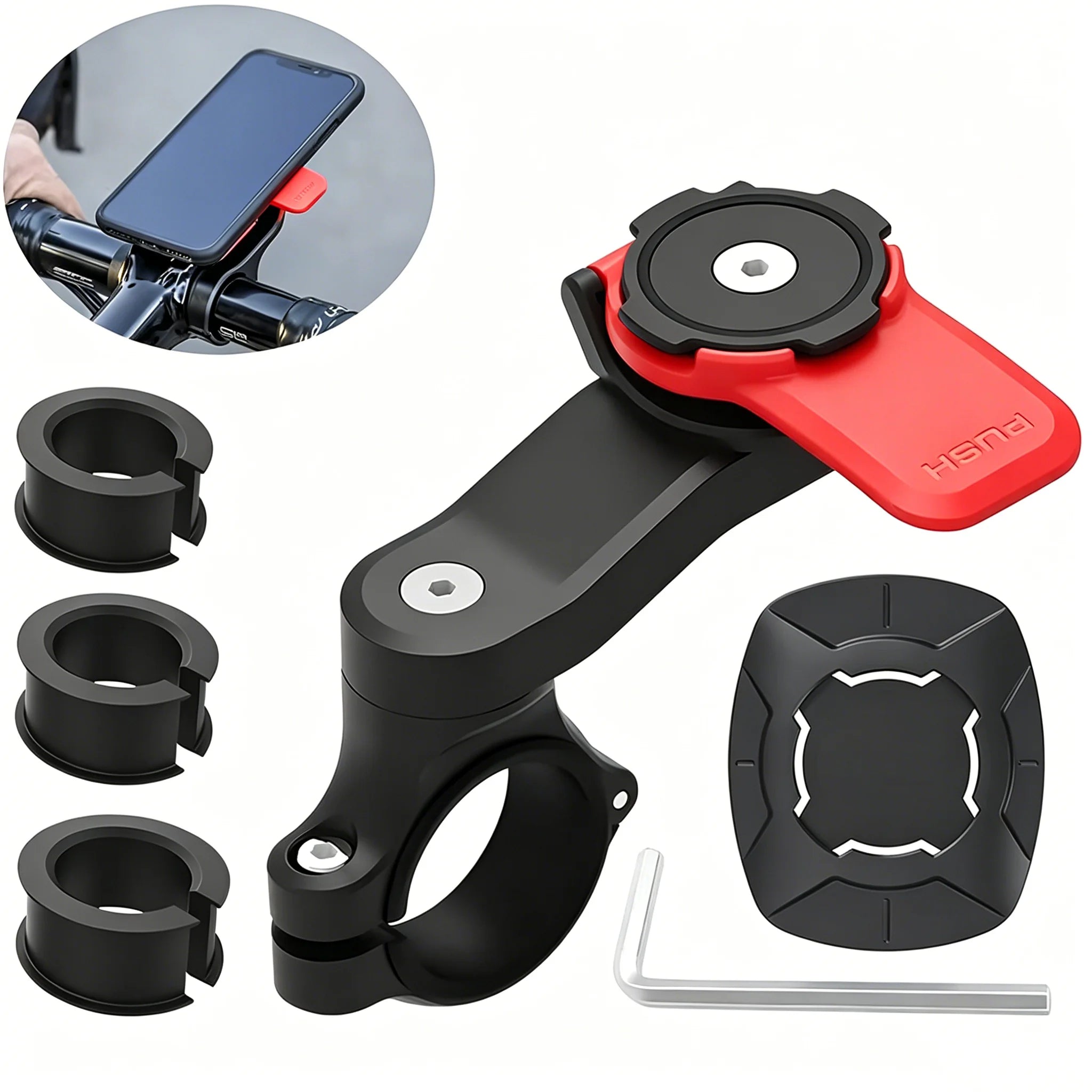 QUAD LOCK Anti-Vibration Motorcycle Phone Mount – Universal Shock-Absorbing Handlebar Holder for Bikes & Scooters