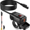 Extractme Waterproof Motorcycle USB Charger – QC3.0 + Type-C 6.4A Power Socket with Voltmeter & Cord