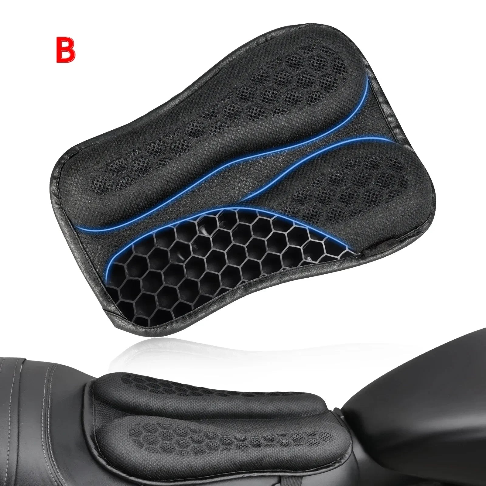 3D Honeycomb Gel Motorcycle Seat Cushion Non Slip Pressure Relief Ride Seat Pad Comfort Moto Riding Accessory