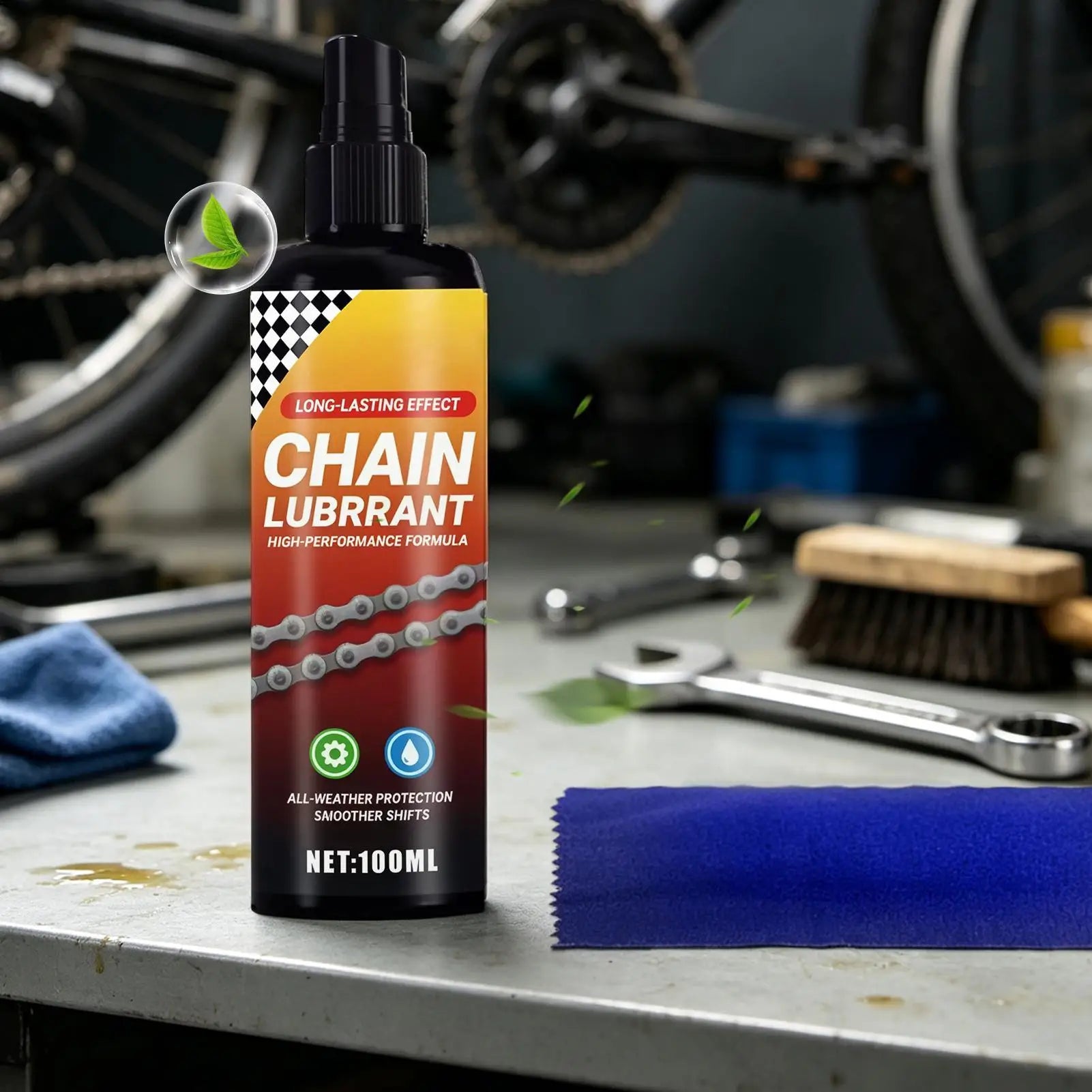 Chain Lube Spray 100ml – Reduce Friction Rust-Proof Heavy Duty Synthetic Wax Lube for Motorcycle Bicycle Truck Vehicle – Includes Towel – $20