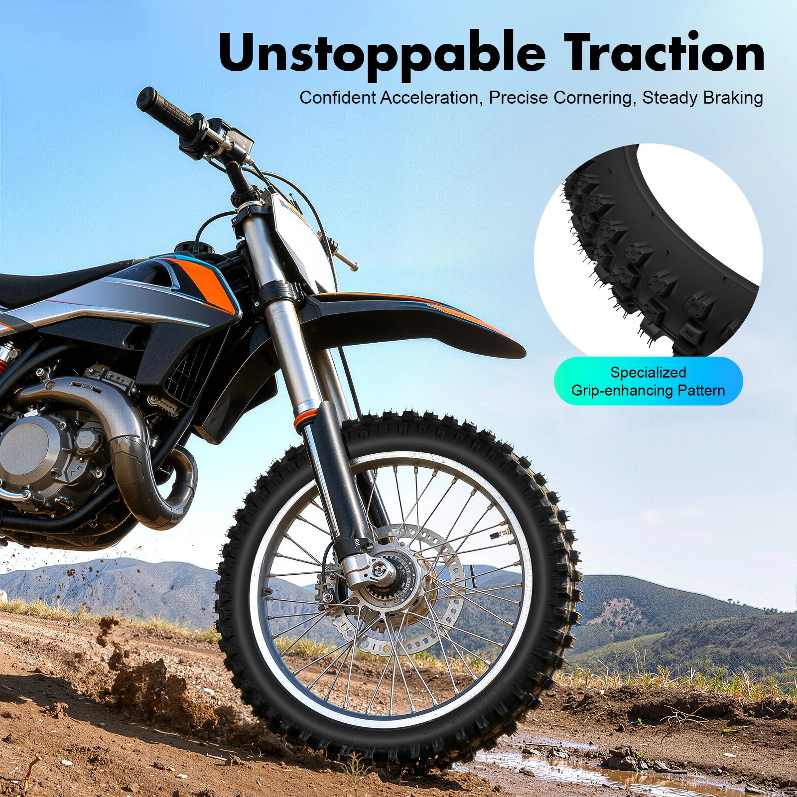 Dirt Bike Tires – 70/100-19 Front Tire with Inner Tube